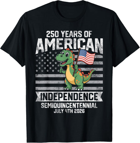 American Independence Dinosaur 250 Years USA 2026 T-Shirt