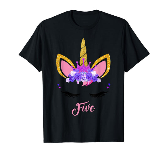 5 Years Old Unicorn Birthday Girl 5th Birthday Unicorn T-Shirt