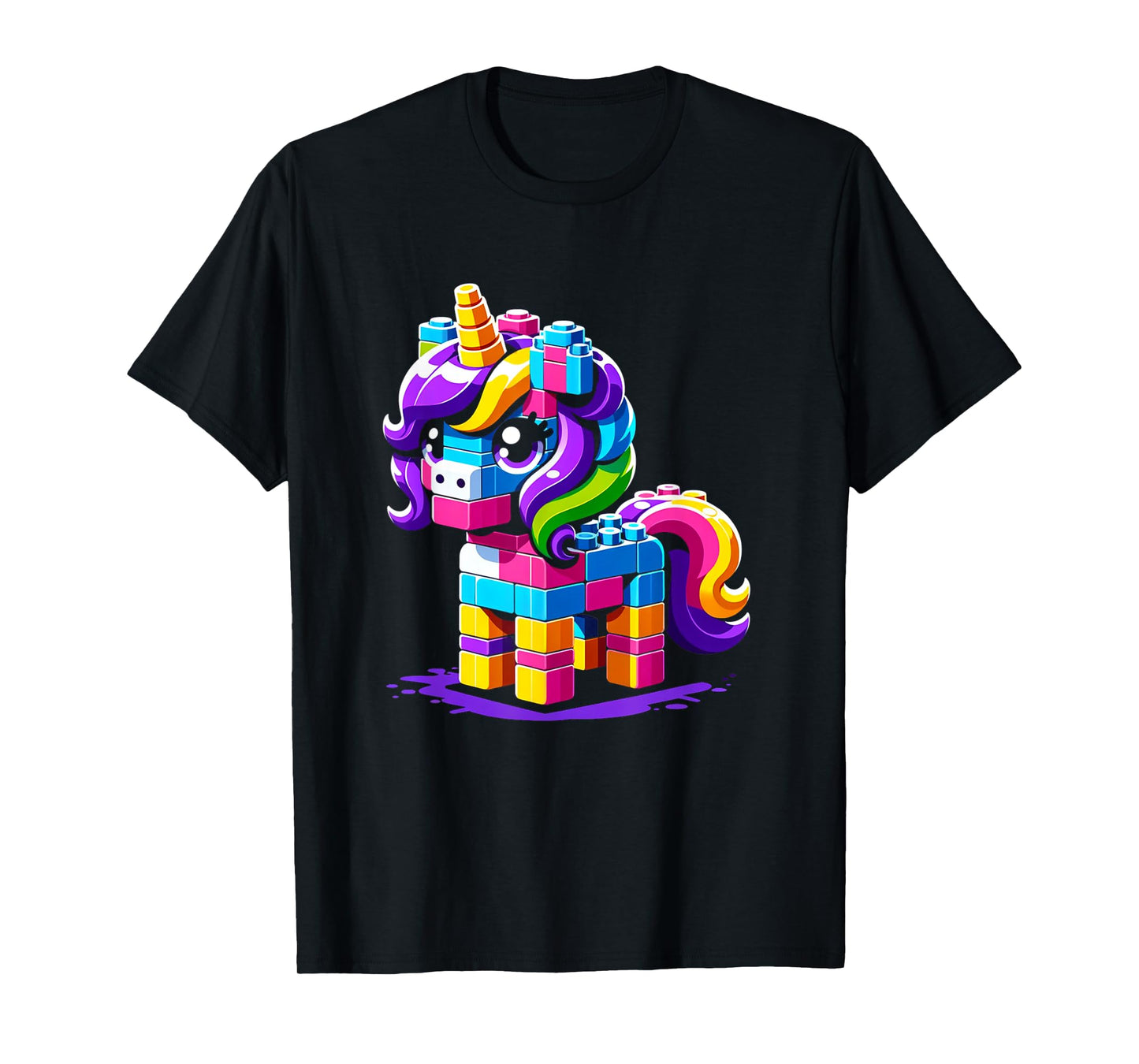 Block Building Unicorn Lover Master Builder Bricks T-Shirt