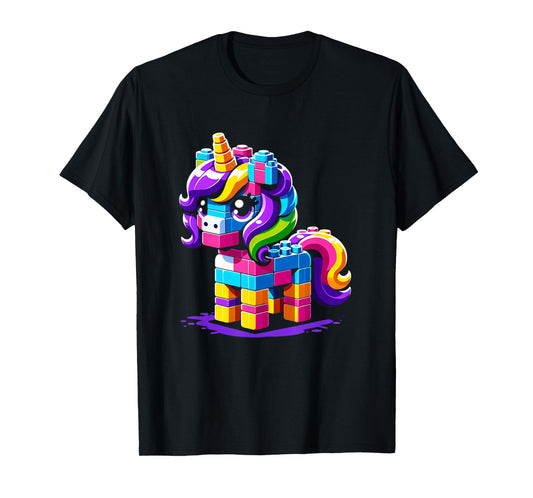 Block Building Unicorn Lover Master Builder Bricks T-Shirt