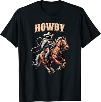 Astronaut Cowboy Riding a Horse in Space T-Shirt