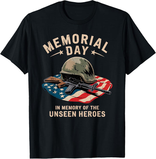 Memorial Day Honor Fallen Heroes Military Boots Dog Tags T-Shirt