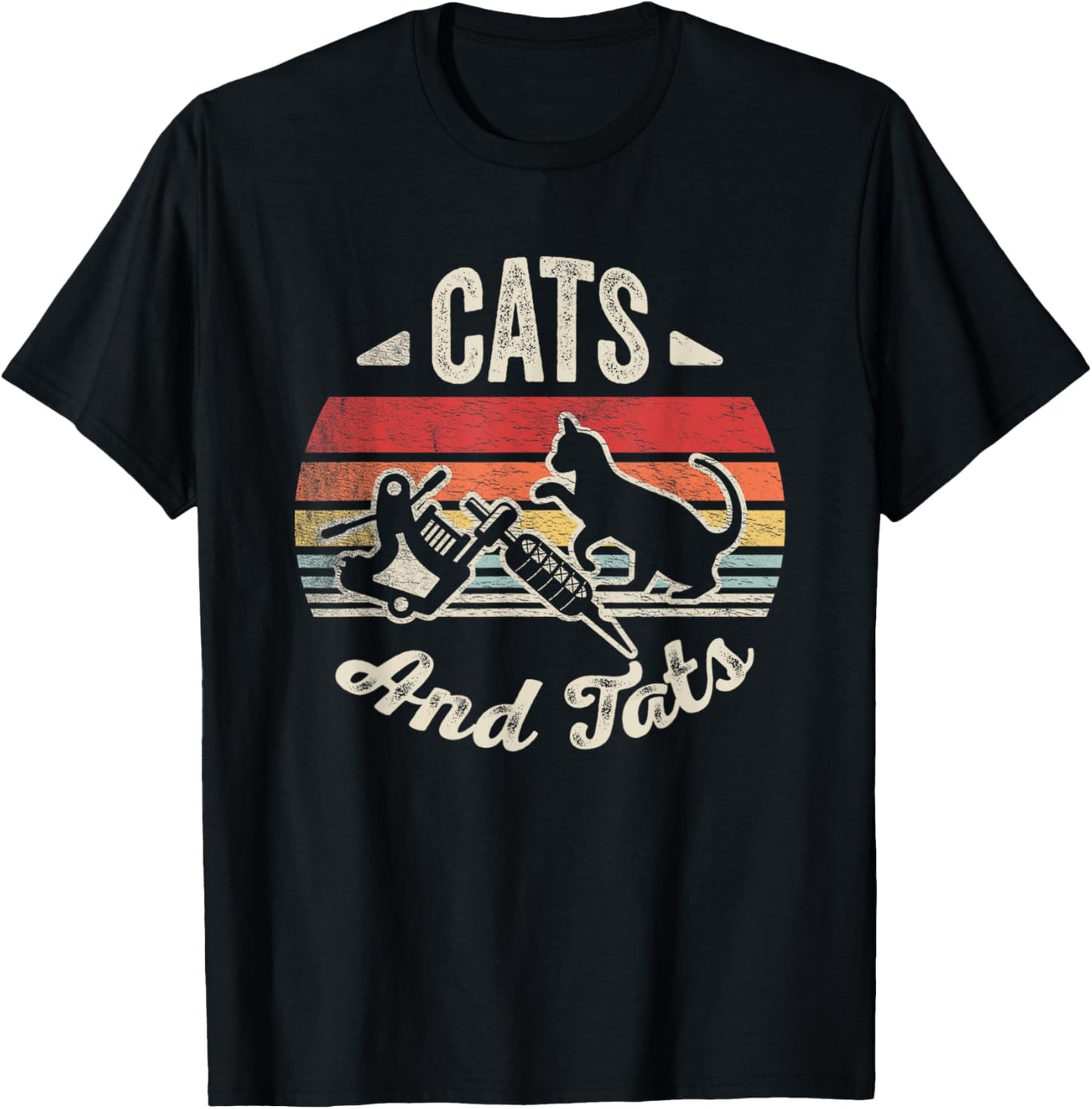 Vintage Cats And Tats Shirt Cat Tattoo Lover Cats & Tats T-Shirt
