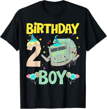 Garbage Truck 2nd Birthday Boy Recycling Trash Family Gifts T-Shirt