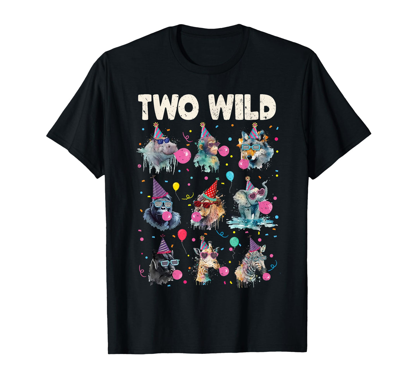 Birthday Animal Wildlife 2 Two Wild Bday Tee Zoo Lover Gifts T-Shirt