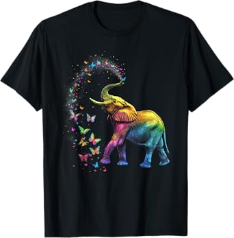 Elephant Spraying Butterflies Funny Elephant Lover T-Shirt