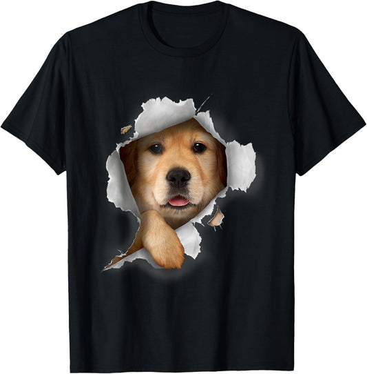 Golden Retrieve Breakout 3D Dog Lover Graphic Funny T-Shirt