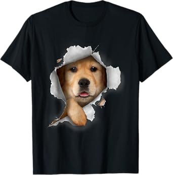Golden Retrieve Breakout 3D Dog Lover Graphic Funny T-Shirt