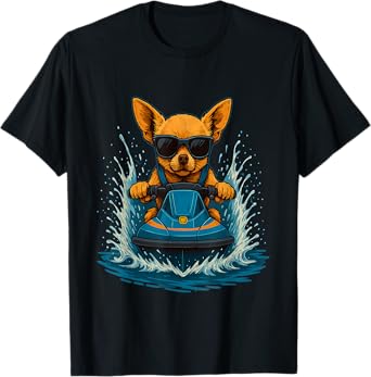 Chihuahua with Sunglasses Animal Jet Ski Rider Summer Vibes T-Shirt