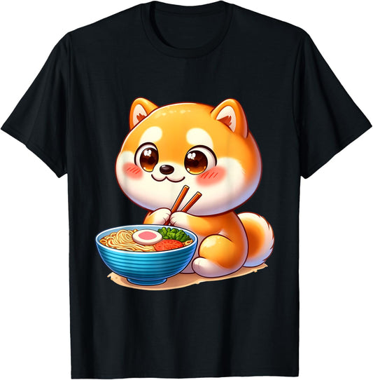 Kawaii Shiba Inu Dog Ramen Noodles T-Shirt