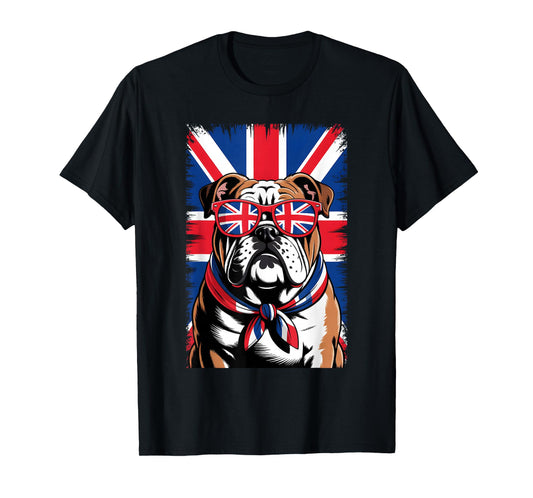Union Jack Funny Bulldog UK Flag British Kids Boys Girls Men T-Shirt