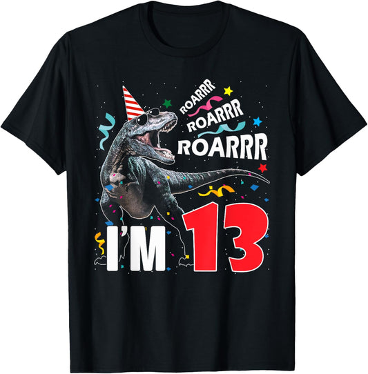 I'm 13 13th Birthday Official Teenager Dinosaur 13 Years Old T-Shirt