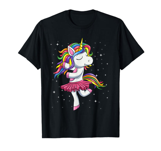 Ballet Dancing Unicorn Shirt, Rainbow Ballerina Dance Girls T-Shirt