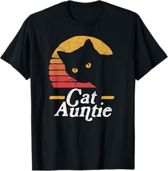 Cat Aunt Vintage Eighties Style Sun Cat Retro Distressed T-Shirt