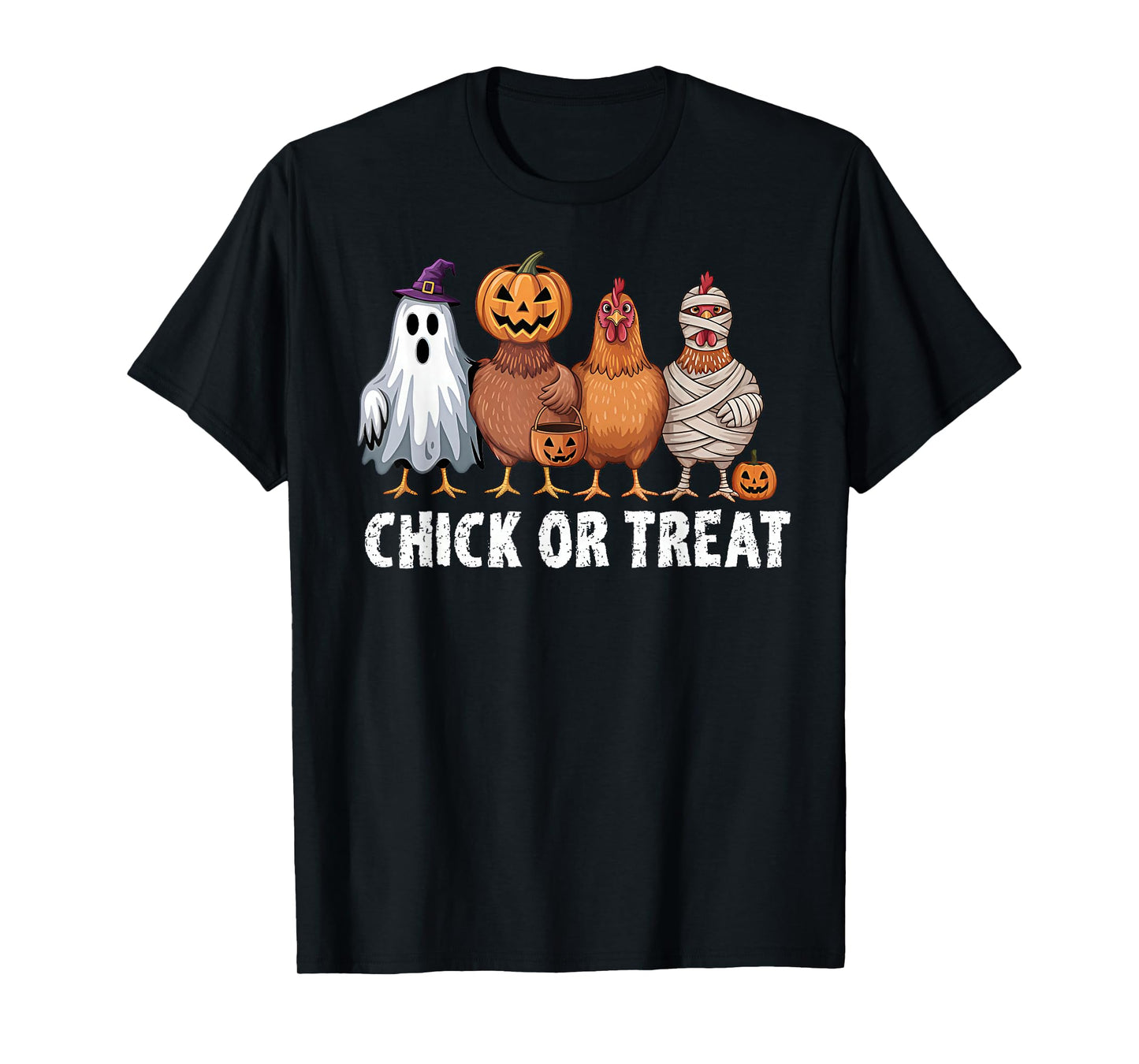 Funny Chick Or Treat Chickens Ghost Witchy Halloween T-Shirt