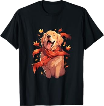 Golden Retriever Autumn Dog Autumn Leaves Thanksgiving T-Shirt