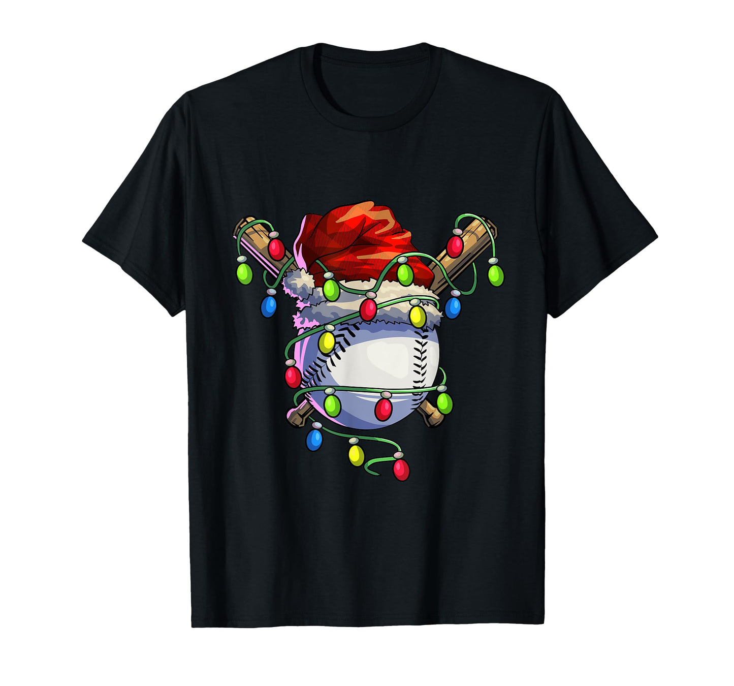 Christmas Baseball Xmas Christmas Lights Baseball Player T-Shirt
