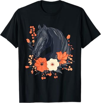 Horse with flowers, Horse and Riding T-Shirt