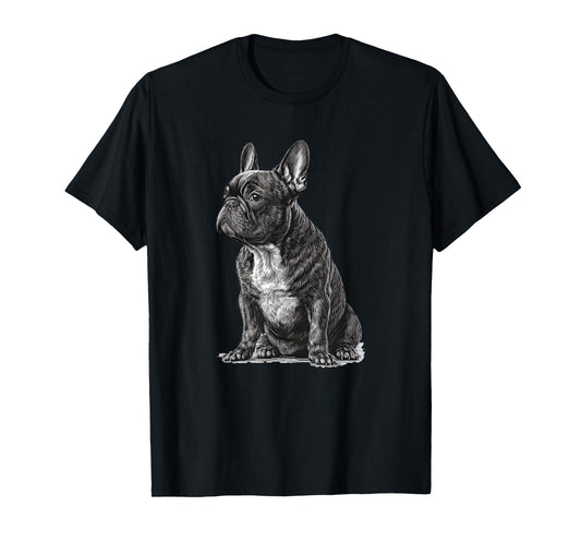 Funny French Bulldog Frenchie Black and White T-Shirt