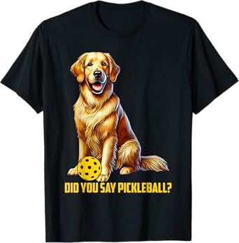 Cute Golden Retriever Pickleball Dog T-Shirt for Men Women Girls Kids