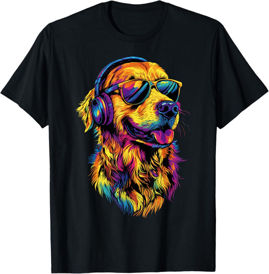 Golden Retriever Dog with Sunglasses I Love Golden Retriever T-Shirt