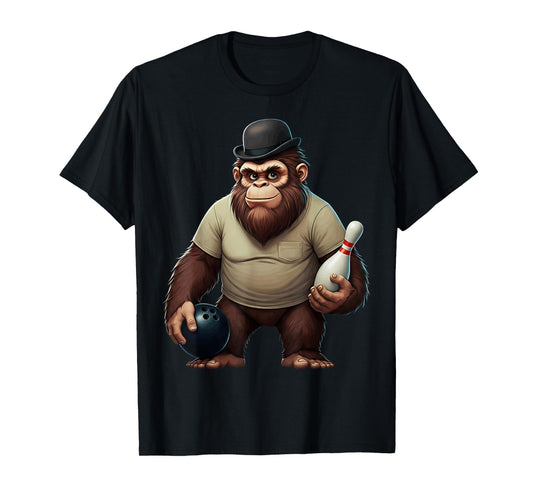 Vintage Cool Bowler Bigfoot Sasquatch Yeti Bowling Ball Pin T-Shirt