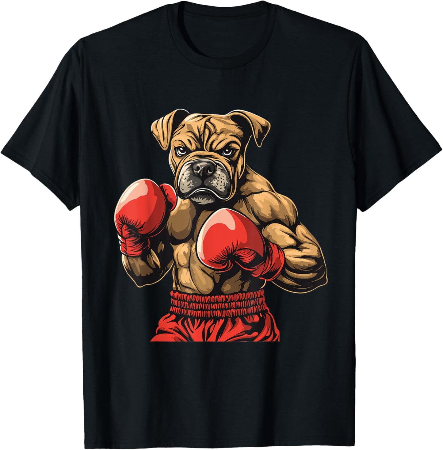 Boxer Dog Boxing Gloves Graphic T-Shirt