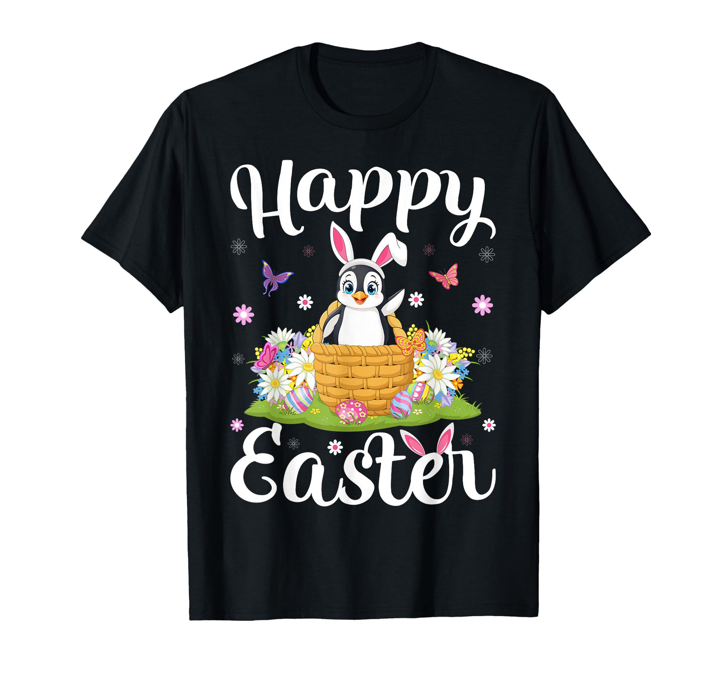Penguin Happy Easter Egg Hunt Bunny Ear Penguin Easter T-Shirt