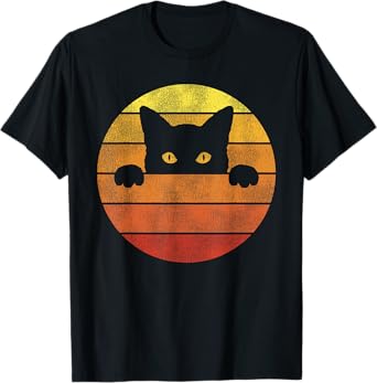 Retro Cat Shirt Vintage Funny Cat Men Women Girls Kids T-Shirt