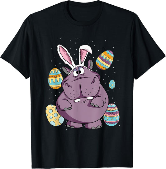 Hippo Easter Bunny Hippopotamus Wearing Rabbit Ears T-Shirt