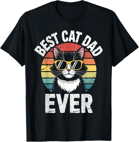 Best Cat Dad Ever Vintage Cat Daddy Funny Cat Fathers Day T-Shirt