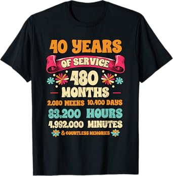 40 Years Of Service 40th Year Work Anniversary For Men Women T-Shirt