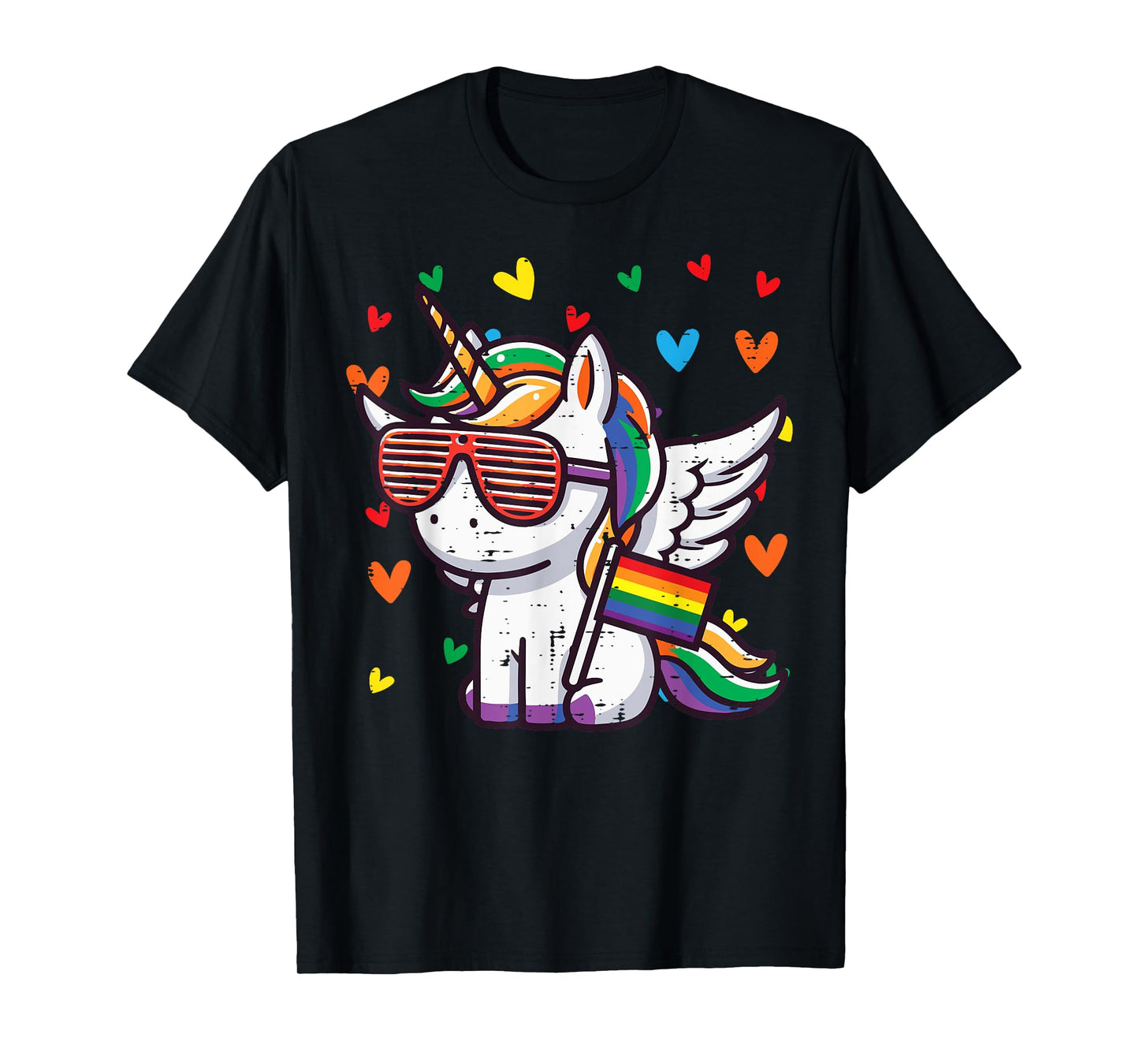 Gay Pride Unicorn Sunglasses LGBTQ Ally Rainbow Women Girls T-Shirt