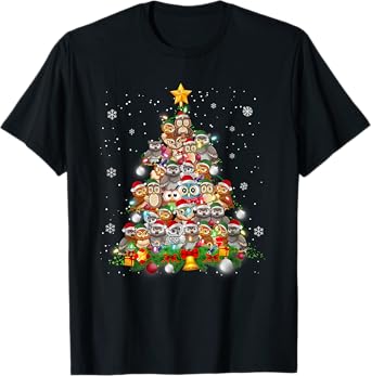 Funny Cute Cute Owls Christmas Tree Xmas Pajamas Gift T-Shirt