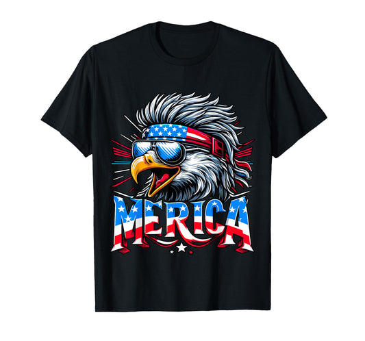 Merica USA Flag American Bald Eagle 4th fo July T-Shirt