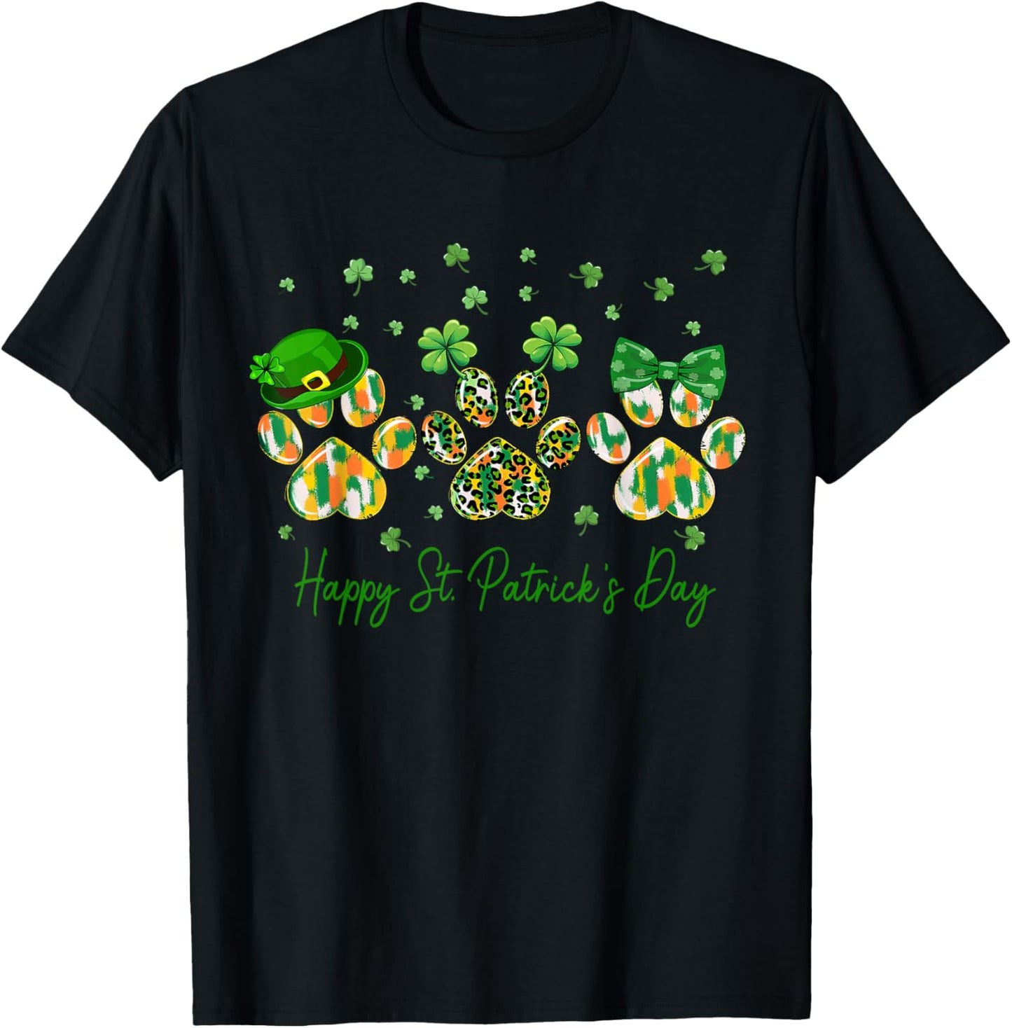 Dog Paw St Patrick's Day Dog Mom Shamrock Dog Lover Womens T-Shirt