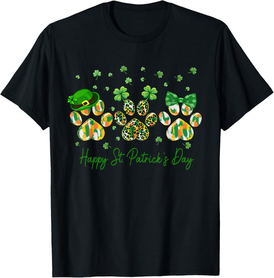 Dog Paw St Patrick's Day Dog Mom Shamrock Dog Lover Womens T-Shirt