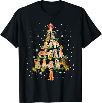 Golden retriever Christmas Tree Santa Funny Dog Lover Gift T-Shirt for Men Women
