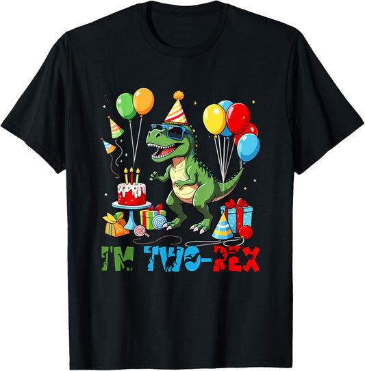 I'm Two-Rex 2nd Birthday T-rex Sunglasses Funny Party T-Shirt