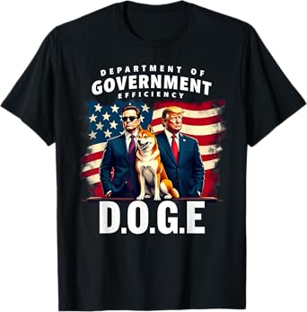 Patriotic US Flag DOGE Tees D.O.G.E Department Of Government Efficiency Unisex-Adults Black Classic Fit Short Sleeve T-Shirt