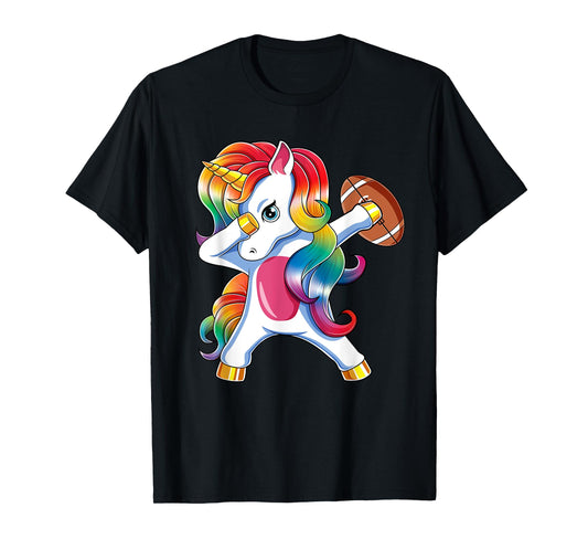 Dabbing Unicorn Funny Football For Girls Women T-Shirt