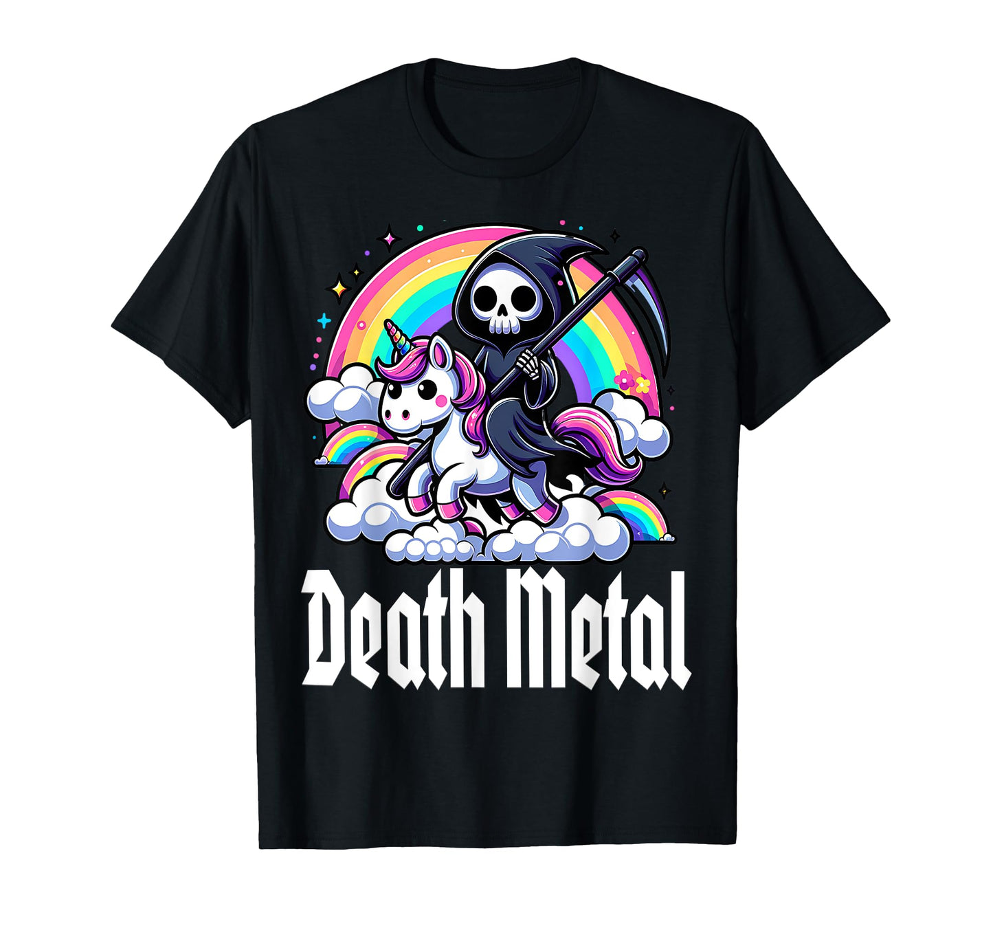 Death Metal Unicorn rainbow T-Shirt