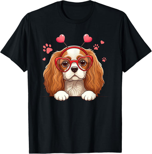 Funny Cavalier King Charles Spaniel Heart Headband Valentine T-Shirt