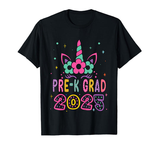 Kids Pre-K Grad Preschool Graduation 2025 Unicorn Toddler Girl T-Shirt