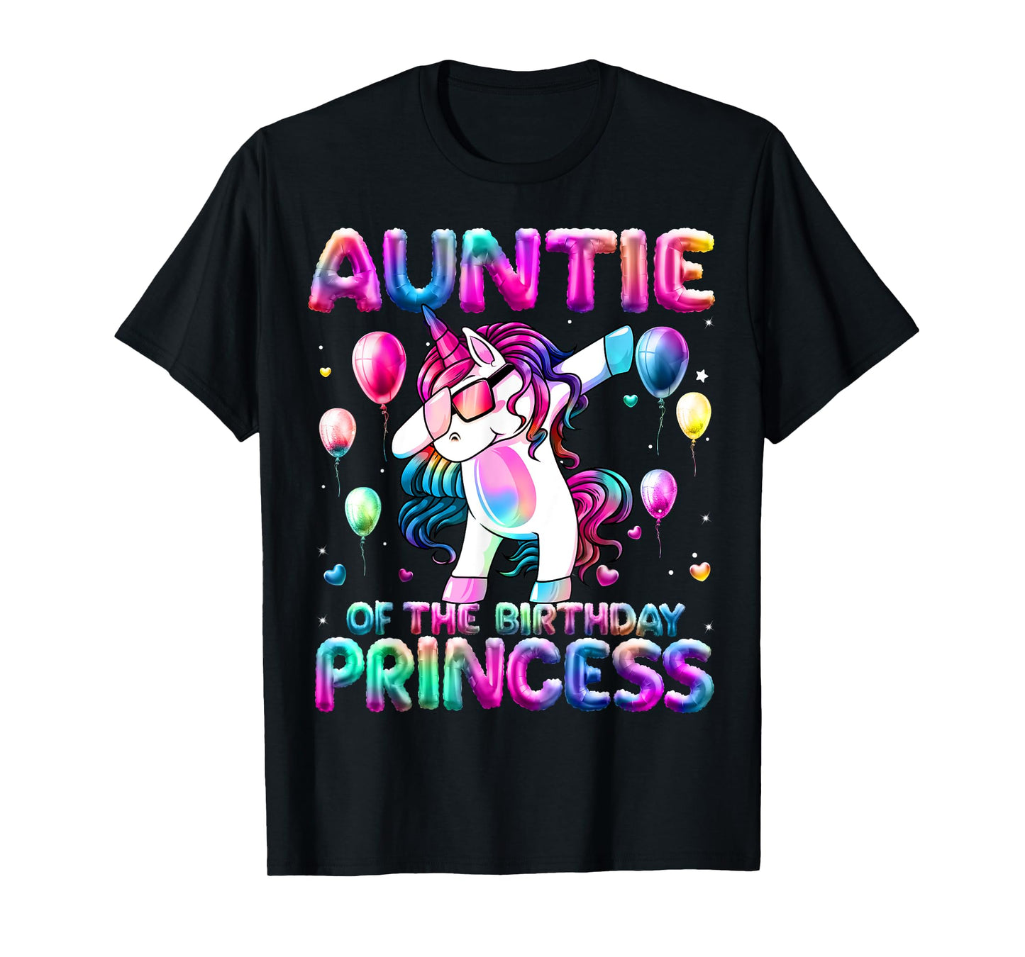 Auntie of the Birthday Princess Girl Flossing Unicorn Aunt T-Shirt