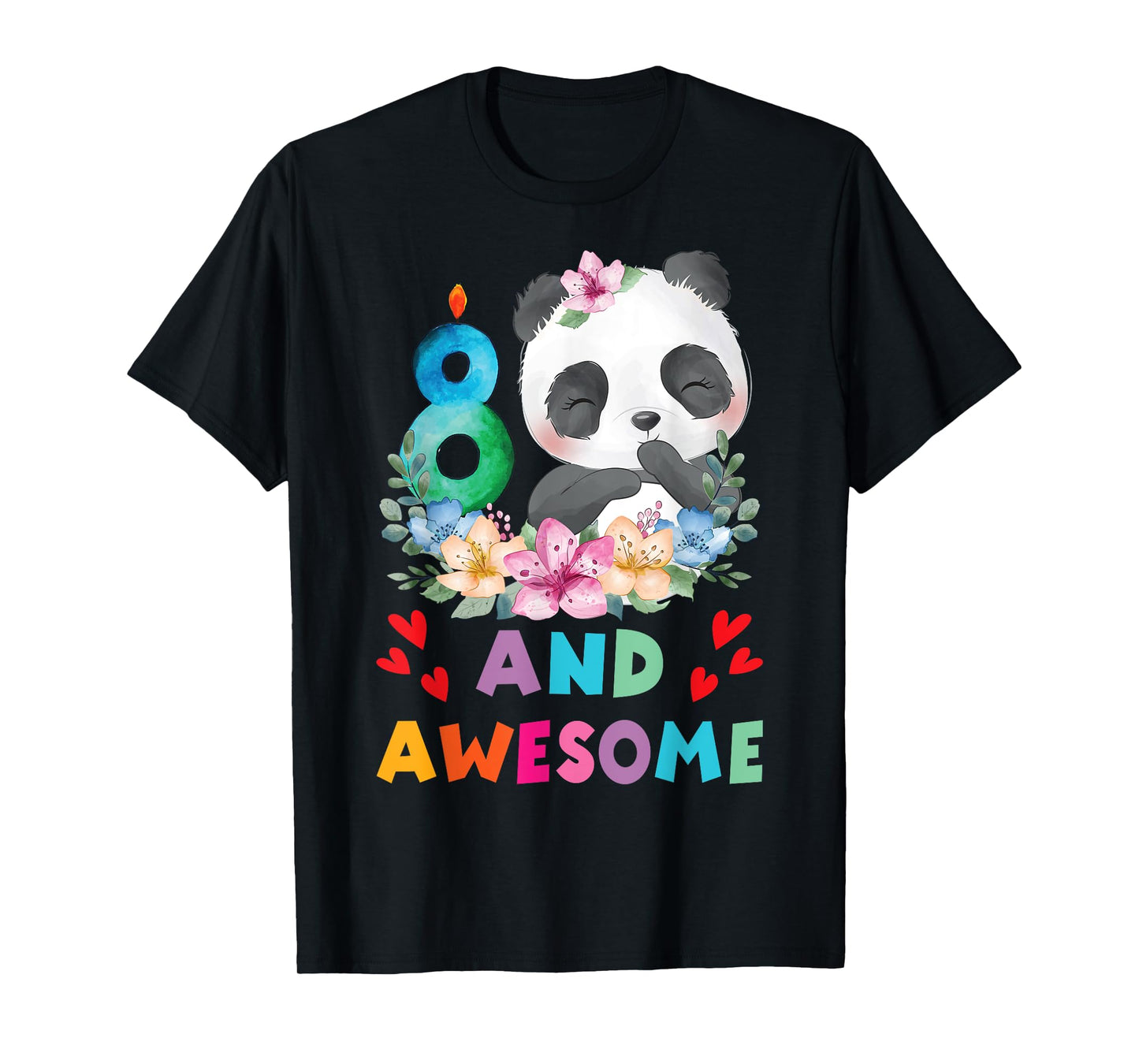 8 Years Old 8th Birthday Panda Unicorn Girl Party Gift T-Shirt