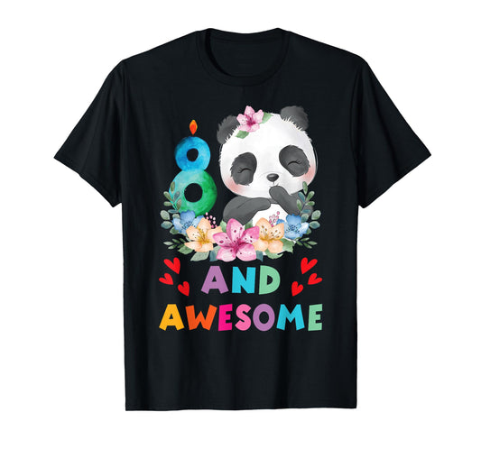 8 Years Old 8th Birthday Panda Unicorn Girl Party Gift T-Shirt