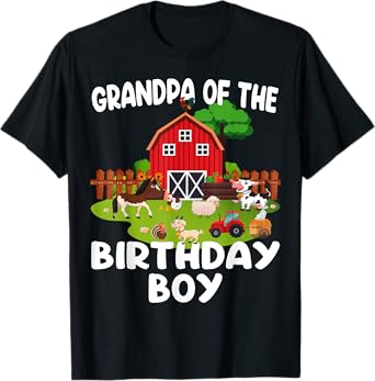 Barnyard Birthday Farm Animals Grandpa Birthday Boy T-Shirt