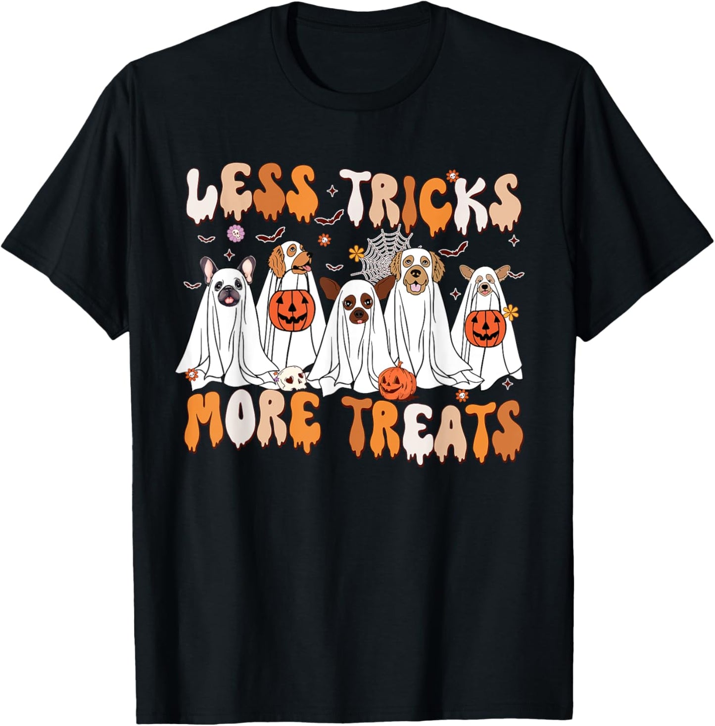 Less Tricks More Treats Spooky Ghost Dogs Vet Tech T-Shirt