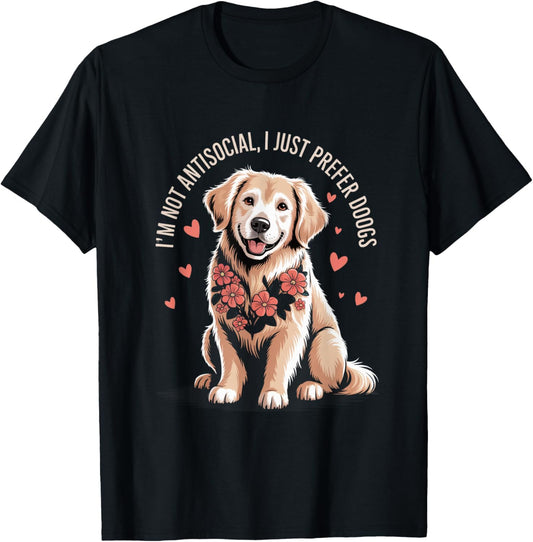 Retro, I’m Not Antisocial, I Prefer Dogs T-Shirt